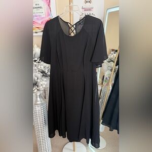 Torrid Black Midi Dress with Lace-Up Back